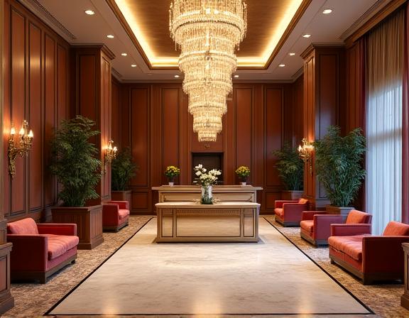 Lobby élégant d'un hôtel de luxe rénové