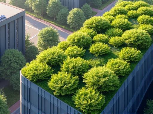 Toit végétalisé sur un immeuble de bureaux