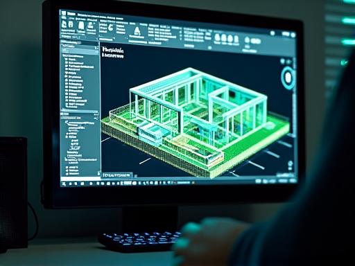 Écran d'ordinateur affichant un modèle BIM complexe