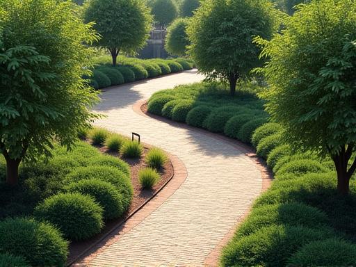 Parc urbain avec des allées paysagées